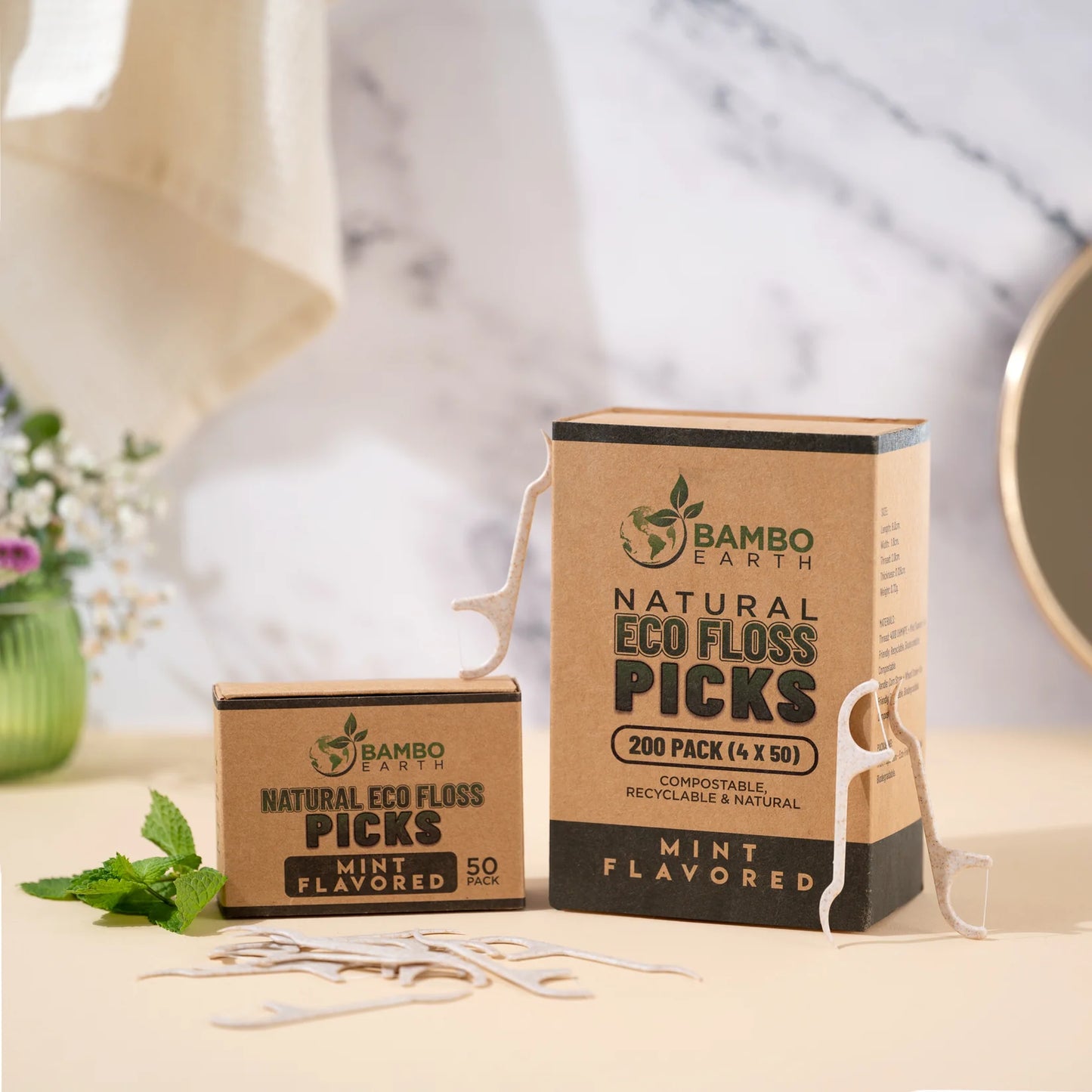 Floss Picks Charcoal & Mint