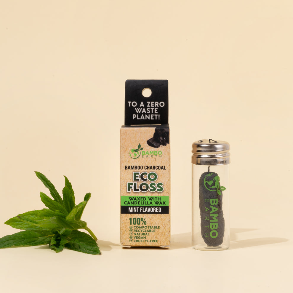 Charcoal Floss With Glass Jar