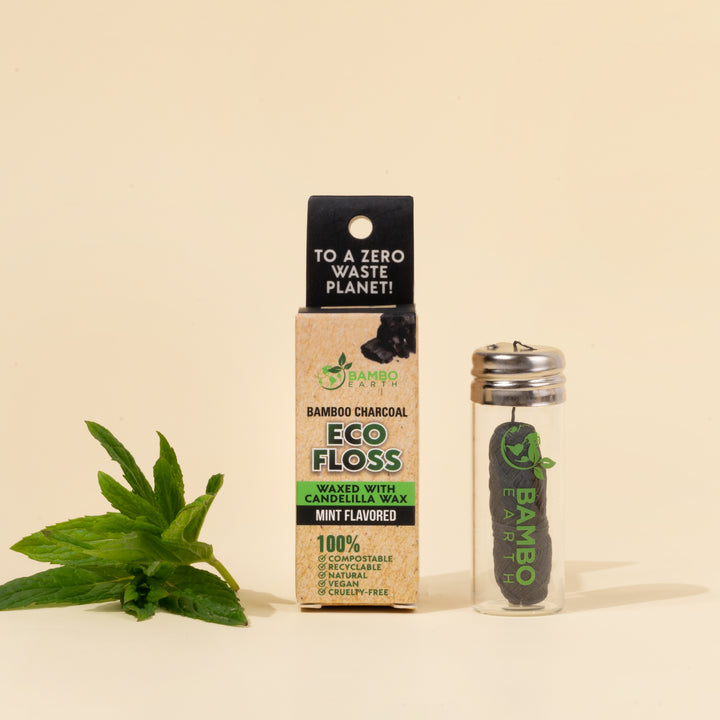 Charcoal Floss With Glass Jar